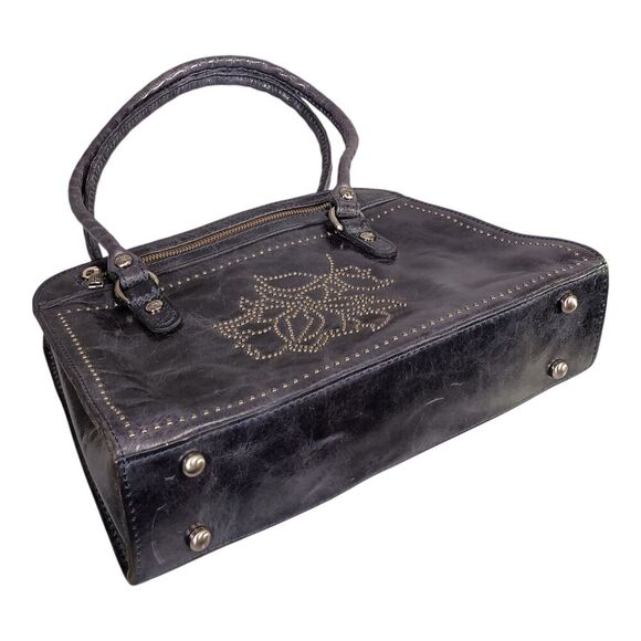 Patricia Nash Calvi Shoulder Bag Tote Studded Embellished Rose Navy Blue Leather - Picture 6 of 15